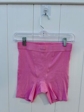 SKIMS Pink Ribbed Bike Shorts